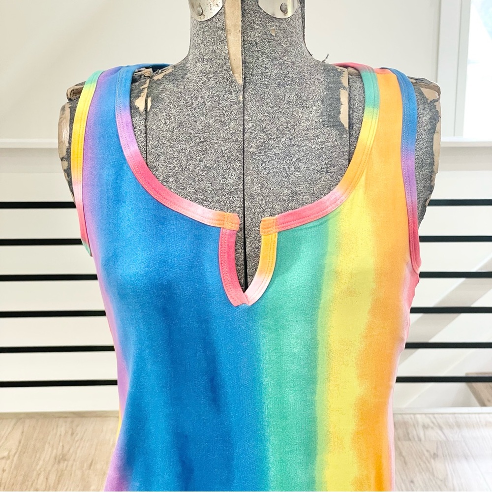 NWT S M L colorful striped bodycon midi stretchy dress - Picture 3 of 9